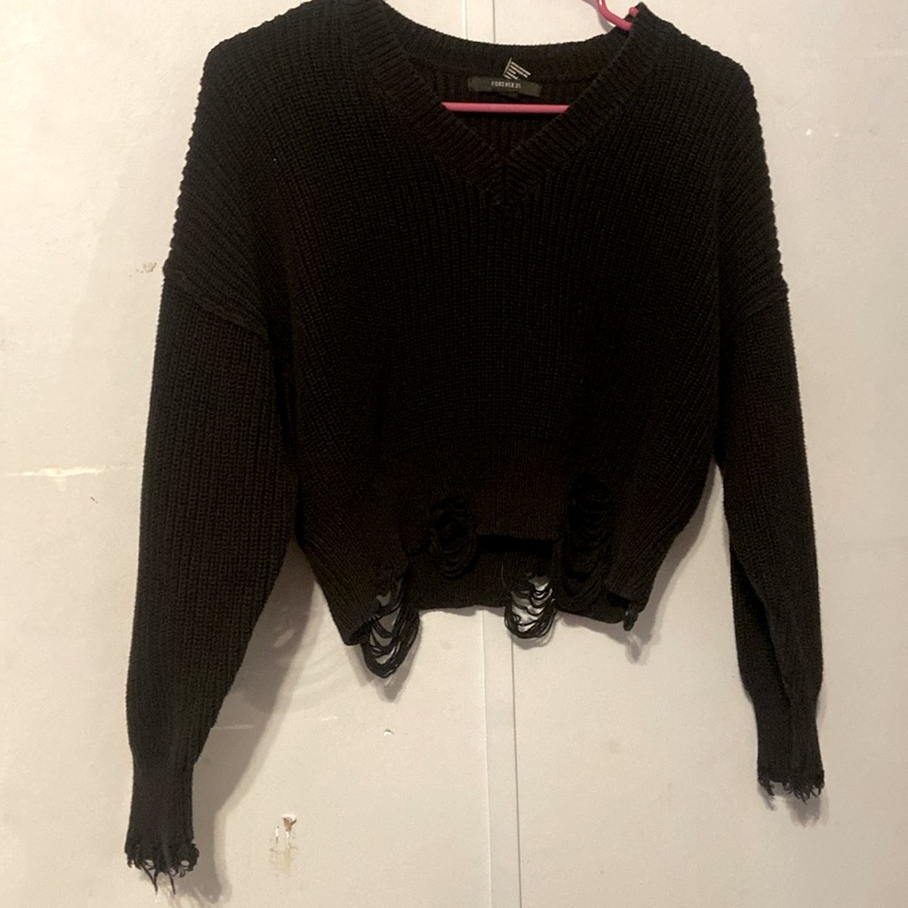 Forever 21 distressed drop sleeve sweater